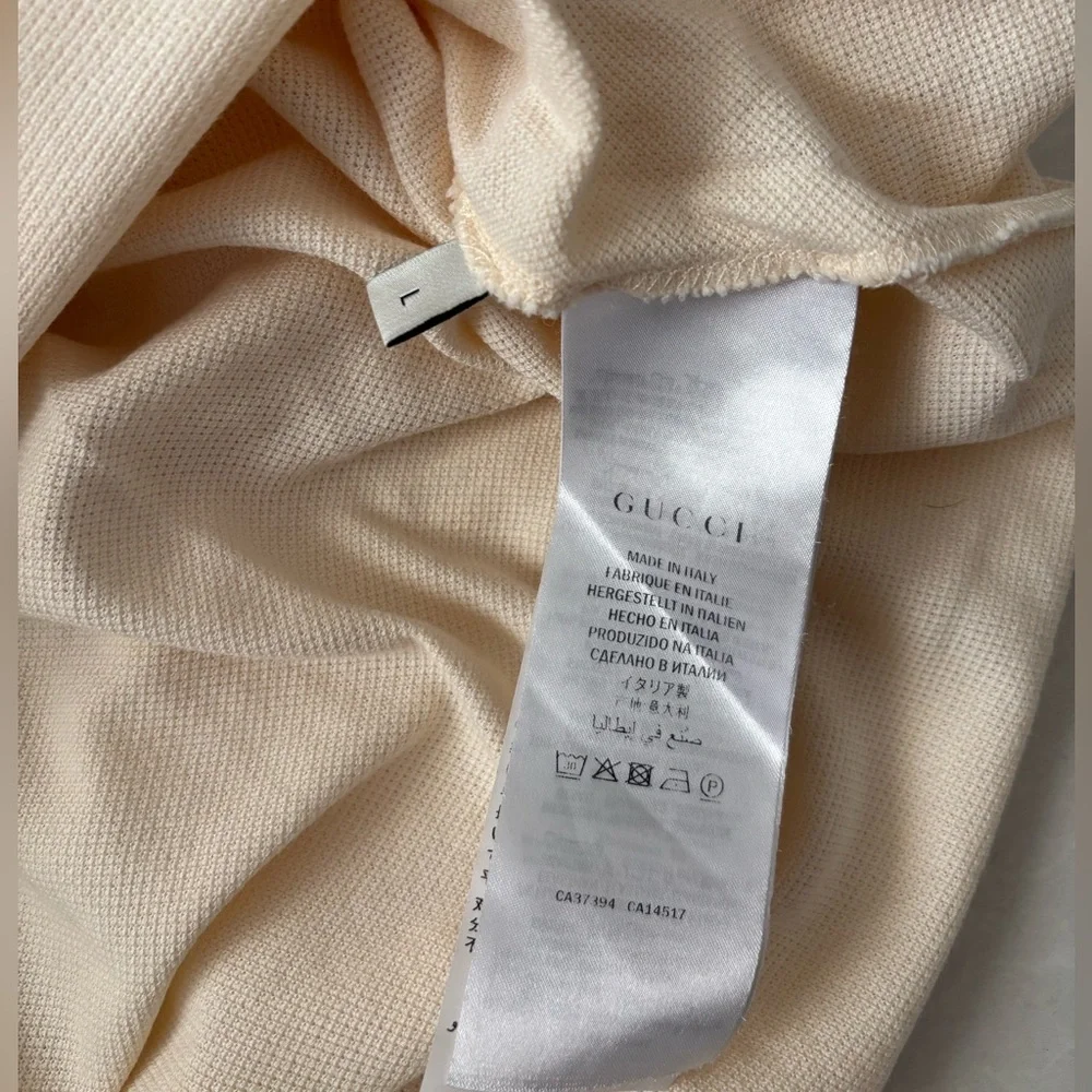 Gucci Cream Polo Shirt with Red Collar‎